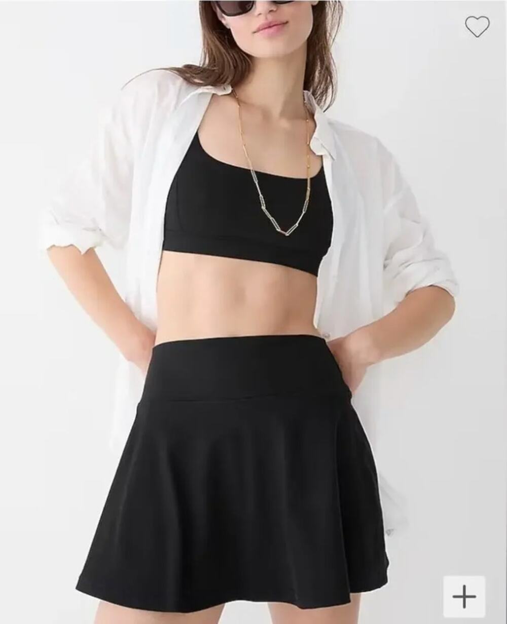 J. Crew CloudStretch Flared Sports Skirt Black BK334 Size XS